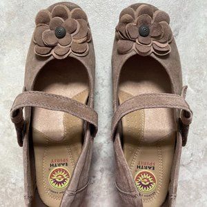 Earth Spirit Brown Suede Flower Mary Jane Wedge